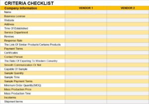 Vendor Checklist